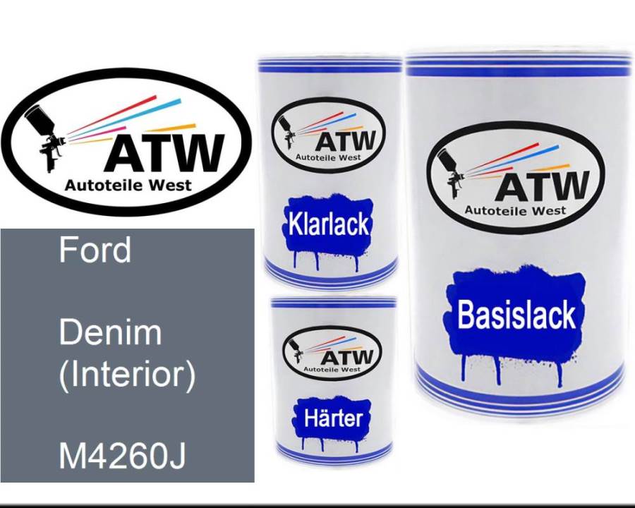 Ford, Denim (Interior), M4260J: 500ml Lackdose + 500ml Klarlack + 250ml Härter - Set, von ATW Autoteile West.